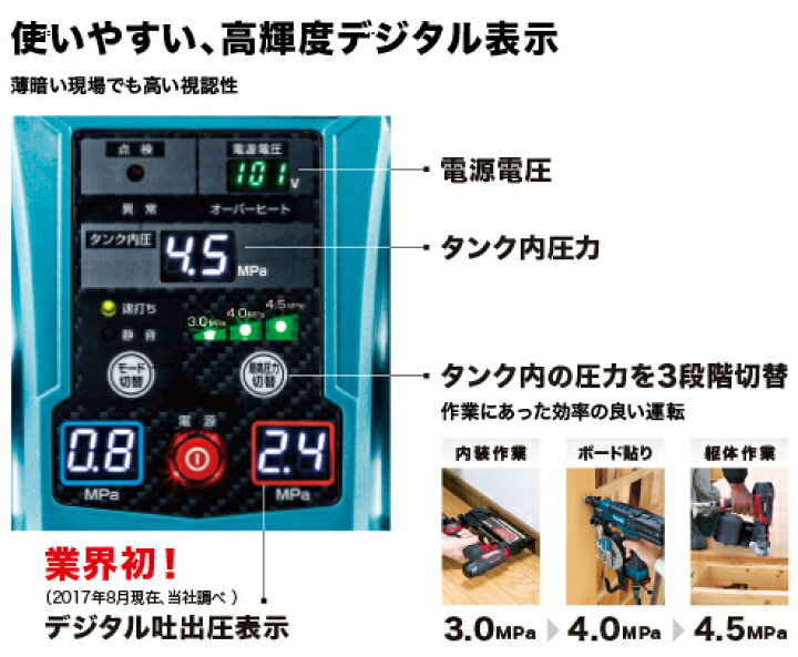 楽天市場】広島工具 マキタエアコンプレッサAC462X【青】AC462XLB【黒 