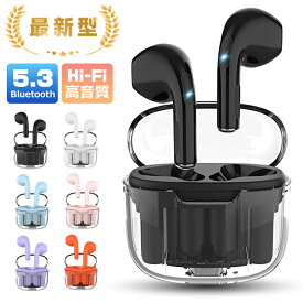 ワイヤレスイヤホン Bluetooth イヤホン ブルートゥースイヤホン 13mmドライバー HiFi高音質 両耳 片耳 コードレスイヤホン Type-C急速充電 左右分離型 小型 軽量 生活防水 通話 音量調整 Siri対応 自動ペアリング 透明デザイン iPhone Android用