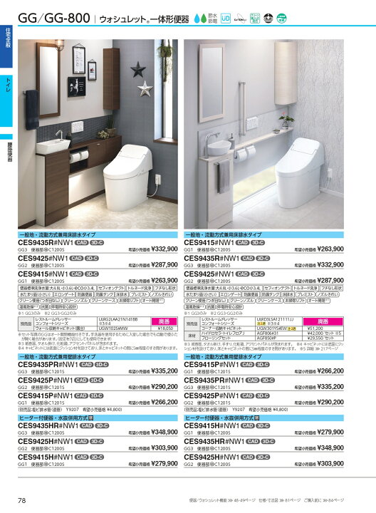 楽天市場】CES9415 TOTO NW1 ウォシュレット一体形便器GG1 排水芯200mm 