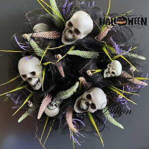 リース ハロウィンリース 髑髏 ドクロ ローズ 怖い 玄関 部屋 店舗 装飾 飾り ハロウィーン 手作り 飾り付け ドア 壁掛け インテリア コスプレ ディスプレイ ギフト プレゼント halloween パーテ