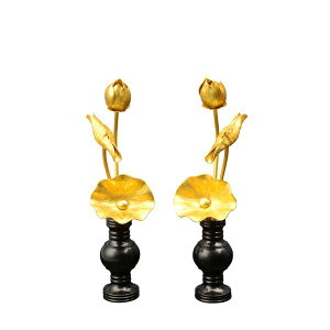 常花 仏具 仏壇用金の花 蓮の花 常花蓮華 金蓮華 3号3本立て 軽合金 消金 1対 蓮の花 仏具 仏壇用 お供え 飾り 仏花 アルミ製
