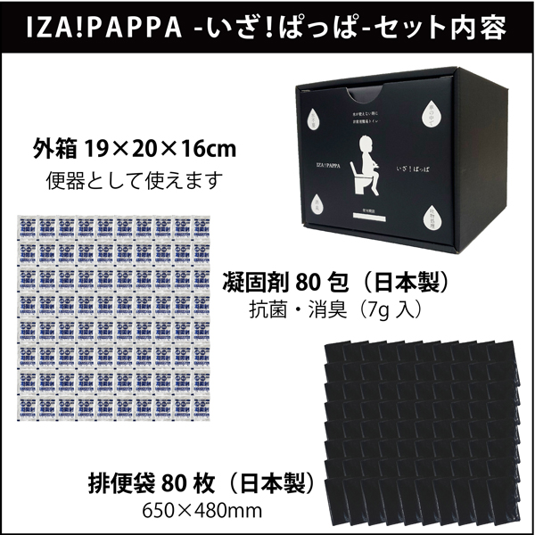 楽天市場】BOX付き簡易トイレ 80回分 「IZA!PAPPA いざ！ぱっぱ」 小便