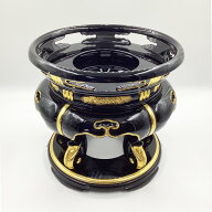 【在庫限り】丸金台 黒塗 1尺(30×30cm) 木製 磬子(けいす)台【仏具 寺院 鳴り物 リン台 ケイス台】