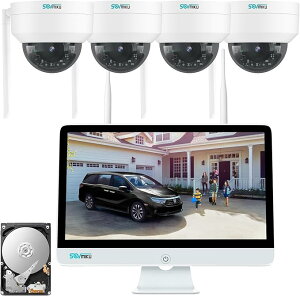 �y500����f�E�h�[���^4��Z�b�g�zSOVMIKU �h�ƃJ���� 12�C���`���j�^�[��̌^ NVR 3TB HDD���� / IP66�h�� / AI�l���Z���T�[ / �l�������E�����Њd / �o�������� / �����^�� / �J�����d���H���s�v / ��