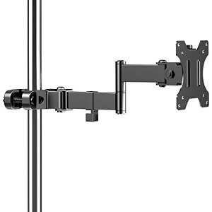 ACCURTEK モニターアーム ポール取り付け式 シングル (13〜32インチ、最大8kg対応) - 1画面 角度調整可能 スチール製 ブラック ZJ35-01