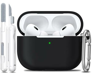R-fun AirPods Pro 2/1P[XJo[AN[jOLbgƃL[`F[tAApple AirPods Pro 2023/2022/2019[dP[XpSیVRP[X - ubN