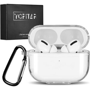 YOFITAR AirPods Pro 2/Airpods Pro ケース (2024/2023/2022/2019) 用 クリア エアーポッズ プロ 第2世代 用 TPUケース 分離式 全面保護カバー 落下防止 耐衝撃 防塵 装着充電可能 防水 カラビナ付き AirPods Pro 2/A