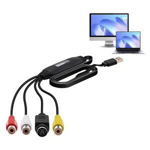 USB2.0 ビデオキャプチャー 1080P PS2録画用 GV-USB2 RCA/S-Video変換 1920×1080p@30fps ビデオ/VHS/VCR/DVD対応 OBSパソコン取り込み ゲーム機器/Win/Linux/Mac対応 日本語取扱説明書-ブラック