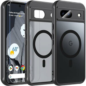 BESINPO Google Pixel 8a ケースガラスフィルム付き・MagSafe対応Pixel 8a ケース 透明 黄ばみなし マグネット搭載 マグセーフ対応 グーグル ピクセル 8a カバー 全面保護 耐衝撃 レンズ保護 薄型 軽量