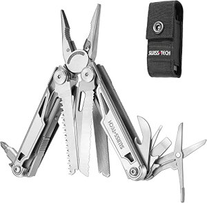 Swiss+Tech ���@�\�y���` �A�E�g�h�A�}���`�c�[�� �}���`�v���C���[ 16-in-1 ���b�N�@�\���� �J�b�^�[ �m�R�M�� �h���C�o�[ ���W���[ �𔲂� ���X�� �|�[�`�t �A�E�g�h�A DIY �o�R �L�����v �ނ� 