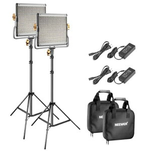 NEEWER 2pbN 480 LEDrfICgƃX^hLbg ƖBepplCg 28W Px CRI96+ 4000lux/1m 3200K-5600KFx F 0-100\ UuPbgAo[hAƎ[P[Xt