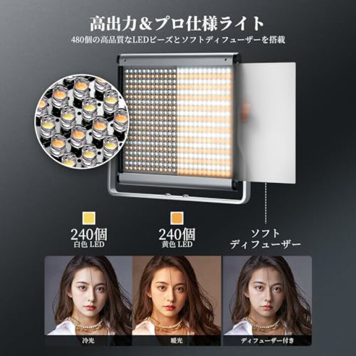 楽天市場】NEEWER 2パック 480 LEDビデオライトとスタンドキット 照明 