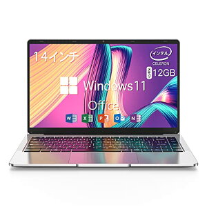 パソコン ノート office付き 14インチ Win11搭載 薄型ノート PC 高性能CPU インテル Celeron N3350 /メモリー:12GB/高速SSD フルHD液晶/5G WIFI搭載/Bluetooth搭載/日本語キーボード MS Office 2019搭載 軽量ノート