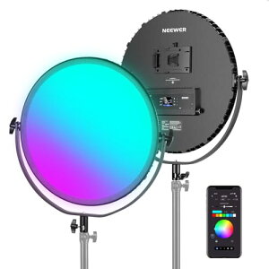 NEEWER GR18C RGB LEDOCg plCg 65W rfICg \ Px 2500K-8500K 6000Lux/0.5m F 97+ RGBCW BeCg Vobe[쓮 APP/18V[[ht DCg