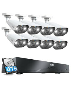 ZOSI 4k ultra 800fpoeĎJ8Zbg O 4k H.265+ 16ch hdd4tb poehƃR[_[ 16܂ő ip67h AIľo ZT[ TCx hƓ ԃtJ[Be ̌m ^
