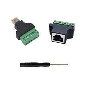 PENGLIN 2�� RJ45 ���� 8 �s���l�W�[�q�ARJ45�I�X/���X- 8�s���l�W���ߎ��[�q��A�_�v�^�A8P8C RJ45 �v���O 8 �s���{���g�R�l�N�^�ACCTV DVR Cat5 Cat6 Cat7 �l�b�g���[�N�A�_�v�^�p