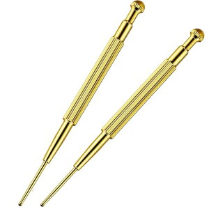 耳つぼ スティック ノック式 2本 バネ ツボ押し スティック 真鍮製 耳つぼ スティック 丸い先端 位置確認 フェイスマッサージ 両頭マッサージツール (ゴールド2個入り)