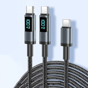 2pcs USB Type C P[u 100W/5A PDΉ Type-C to Type-C }[d o̓XN[\ iC҂ ^Cvc [dP[u iPhone 15/15 Pro/15 Plus/15 Pro Max, MacBook Air/Pro 13'', iPad Mini 6/Pro/Air,