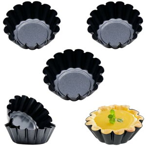 エッグタルト型 ケーキ型 マフィン型 6個セット パイ型 ミニ食パン型 耐熱 繰り返し使え 裏地付き型 溝付き円形 タルトカップ ベーキングツール お菓子 型 製菓用品 直径6.5cm