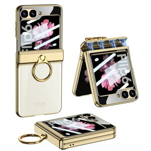 Galaxy Z Flip6 �N���A �P�[�X �q���W�ی� Samsung �M�����N�V�[Z �t���b�v6 �p �J�o�[ �����O�t�� �X�^���h�@�\ Uovon �X�}�z�P�[�X �w�ʂɕی�t�B�����t�� �X�g���b�v���t�� ���b�L ���y�� �����^ 