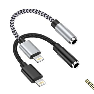 GAEF iPhone イヤホン 変換アダプタ Lightning - 3.5mm ジャック アダプター HIFI音質 24-bitハイレゾ MFi認証 高耐久性ナイロン編み 18cm 音楽/ビデオ/音量調節対応 ライトニング イヤホン変換 i-Phone用 イ