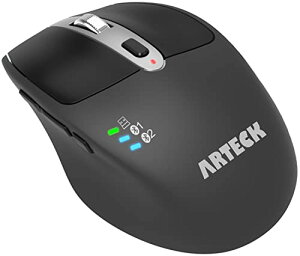 Arteck �}���`�f�o�C�X ���� ���C�����XBluetooth�}�E�X 2.4GHz USB ���V�o�[ �l�ԍH�w�݌v �E��É��N���b�N �R���s���[�^�[�A�f�X�N�g�b�v�APC�A���b�v�g�b�v�AMac�AiPad��Windows10/8 iPad OS�Ƃ̌�����