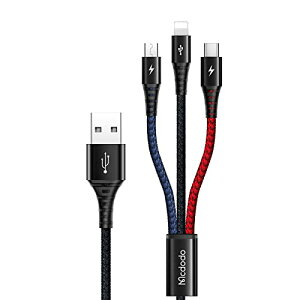 Mcdodo 3in1[dP[u 2.4A}[d iPhone 17/16/15/14/13 Xperia/Galaxy/AndroidȂǑΉ Type-CP[u Micro USBP[u USB-CR[h CgjOP[u A~O ϋviC҂ 1{3 [d