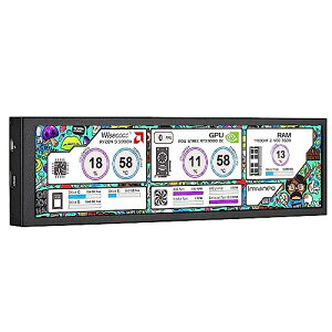wisecoco 8.8インチ小型モニター HD 1920x480 IPS LCDミニディスプレイ PC CPUデータモニター ミニディスプレイ横長 ホ スト用センサーパネルディスプレイ AIDA64用