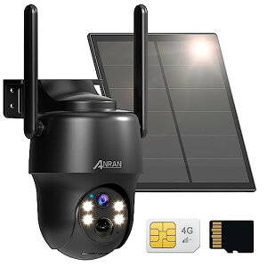 wifi不要・SIM/SDカード内蔵ANRAN 防犯カメラ 屋外 ソーラー 4Gカメラ lte通信 300万画素 360°広角撮影 wifiなくても使用可能 音光威嚇 双方向通話 家族共有 音声付き録画 農作物被害 獣害 不法投棄(3