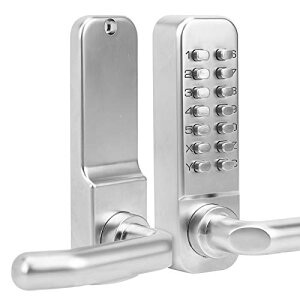 Hilitand 機械式ドアロック 暗証番号式 4-7桁 レバー錠 デジタルドアロック キーパッド付き 防水 バッテリー不要 住宅 アパート マンション ホテル 防水 盗難防止 ボタン式 暗証番号錠