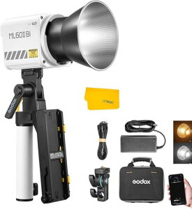 Godox ML60II Bi ML60IIBi ��F LED �r�f�I���C�g 2800K-6500K ��g���F CRI96+ TLCI97+ �A�v������ �莝���� �ʐ^ �B�e�p���C�g ���� �A���o�͏Ɩ� �o�b�e���[�A�N�Z�T���[AK-B01 �u���P�b�g�n���h���t��
