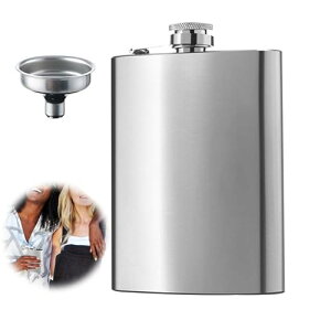 スキットルフラスコ ウイスキーボトル 漏斗付き 大容量 持ち運び便利 錆びない 高い密封性 キャンプ/バーベキュー/登山/アウトドア に最適 約220ml 8oz 水筒 キャンプ用品