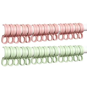 ハンガーストッパー 60個入り 洗濯物 風で飛ばされ防止グッズ 物干し竿 25mm-30mm固定 物干しざお ストッパー 強風対策 滑り止め 屋外 フック 洗濯バサミ 洗濯用品 ハンガーフック(ピンク+緑