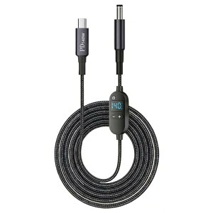 YFFSFDC USB-C PD 140W �g���K�[�P�[�u�� �d���v���O �[�d�P�[�u�� �o�̓X�N���[���\�� 100W / 65W / 40W �Ή� 6�i�K�d���Ή� 5V / 9V / 12V / 15V / 20V / 28V USB-C���͂���DC5.5*2.5mm �}���[�d
