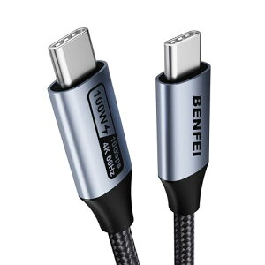BENFEI USB-C�P�[�u�� 100W PD�Ή� �����[�d���f�[�^�]�� Thunderbolt 3/USB 3.2 Gen 2�Ή� 8K@60Hz/4K@240Hz�o�͉\ 10Gbps�����ʐM Galaxy S24/iPhone 16/MacBook/iPad�ȂǕ��L���[���Ή� 0.9m �u���b�N