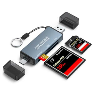SD�J�[�h���[�_�[TF CF3-in-1�}�C�N��SD�J�[�h���[�_�[ Type-C & USB �����]�� OTG�Ή� Android �^�u���b�g/�X�}�z/iPhone 17�E16�E15�V���[�Y/ Windows PC/Linux/MacBook/iPad Pro/Chromebook�K�p microSD SDXC SDHC MMC RS-MMC��