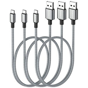 SUNGUY Micro USB�P�[�u�� 0.5M 3�{�g �}�C�N��usb�P�[�u�� �A���h���C�h Micro-B QC3.0/2.0 2.4A�}���[�d USB2.0�f�[�^�]�� ���ϋv�i�C���� Galaxy S7/S6/S4�AMotorola Moto G4/G5S/E4�ALG V10/G4/Stylo 3 Plus�Ȃǃ}�C�N���@