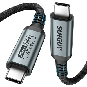 SUNGUY USB C to C �P�[�u�� 1M 240W�������[�d 20Gbps�����f�[�^�]�� 4K@60Hz�f���o�� �^�C�vc �P�[�u�� ���ϋv�f���h�~�i�C�����҂� iPhone 17/16/15 �V���[�Y, MacBook Pro, iPad Pro/Air, Galaxy S24/S23,