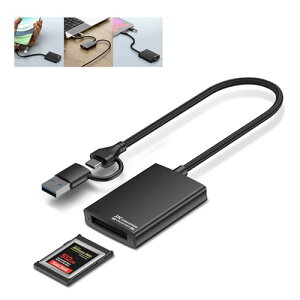 JJC CFexpress Type B ��p�J�[�h���[�_�[ USB 3.2 Gen2 ���� 10Gbps USB-C/USB-A 2-in-1 �݌v Android/Windows XP/Vista/7/8/8.1/10/11/Mac OS�iM1&M2 CPU���ڃV�X�e�����܂ށj/iOS/IPhone