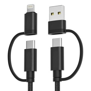 Basesailor 4in1 USB Type C �[�d�P�[�u�� 1M�A60W �����[�d �R�[�h �^�C�vC ���C�g�j���O Micro USB �P�[�u�� �����f�[�^�]�� ���ϋv�i�C�����҂� ���Ή��\ iPhone 16 15 14 13 12 Pro Max/Mac/Galaxy S24 S23/Z Flip 5 4