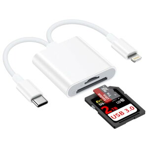 Ocbuo SD�J�[�h���[�_�[ Type-C&Lightning 2in1�}�C�N��SD�J�[�h���[�_�[ 1��2�� �����f�[�^�ڍs TF Microsd�J�[�h���[�_�[ Phone16/15/14/13/12/11 Android �X�}�z �^�u���b�g�AMacBook�AWindows PC�ɓK�p