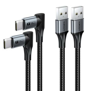 SUNGUY USB C �P�[�u�� L�� Type-C 0.3m2�{�Z�b�g18W�����[�d USB-A to USB-C �Z�� 30cm USB2.0�f�[�^�]�� Android Auto/Carplay�Ή� �i�C�����҂ݍ��ϋv�� iPhone 17/16/15�V���[�Y/Galaxy S25 S24 ultra/iPad/Google