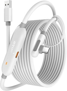 Maxonar �����N�P�[�u�� 5M Quest 3S/Quest 3/Quest 2/Pico 4�ƌ݊������� �Q�[��PC/Steam VR�p �V�тȂ���[�d 5Gbps�����f�[�^�]���EL���^�E���ϋv USB-A 3.0 & Type-C�P�[�u�� �[�d�@�\�E��FLED�����v�t���i�z