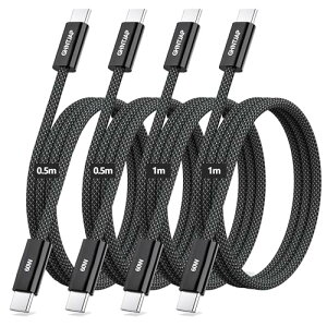 GHNTJAP �^�C�vc �P�[�u�� 4�{�Z�b�g PD�Ή� 60W�}���[�d USB C to USB C �P�[�u�� iPhone17 16 15,iPad Pro/Air,MacBookPro,Galaxy S25��Type-c�@��Ή�-(0.5M/0.5M/1M/1M)