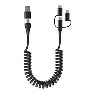 3in2 USB A/C - USB-C Micro-USB����� ���C�g�j���O�P�[�u�� �J�[���R�[�h �R���{ Apple Carplay & Android Auto �Ή� [MFi & 60W�����[�d & �f�[�^����] �J�[�� USB A/C to�}���` �[�d�P�[�u��