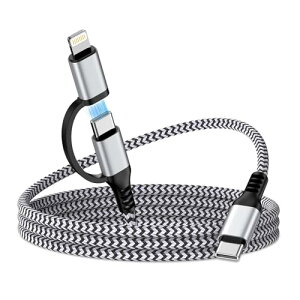 GAEF 2in1 �[�d�P�[�u�� iPhone 17 �� 14�[�d 0.9M �^�C�v C�P�[�u�� & ���C�g�j���O 30W PD�Ή� �}���[�d &�����f�[�^�]�� iPhone�p+Android�p Type C Lightning ��{��� ���ϋv�i�C�����҂� i-phone/iPad�[�d�R�[