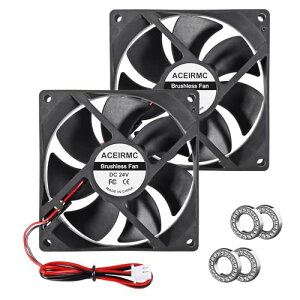 ACEIRMC 9225 92mm x 25mm 24V DC�u���V���X�R���s���[�^�P�[�X�t�@�� 24�{���g 2�s�� �f���A���{�[�� DIY��p���C�r�C�v���W�F�N�g�p (�_�u���{�[���x�A�����O24V 2�s��) 2��