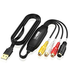 VHS �f�W�^���� & �f�[�^���Ή��IUSB2.0 �r�f�I�L���v�`���[�{�[�h - RCA AV to USB �I�[�f�B�I�r�f�I�R���o�[�^�[�A1080P�i1920×1080p�j�Ή� �r�f�I�L���v�`���[�f�o�C�X�AVHS/VCR/DVD/8mm �_�r���O & �p�\