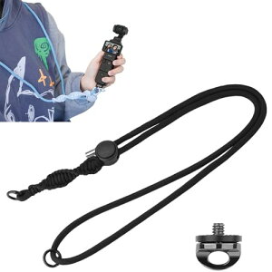 [Coyktonty] DJI OSMO Pocket 4/Pocket 3/INSTA360 X5 X4 X3 X2/GO 3S/GO 3/Osmo Action 5 Pro/Action 4 3/Gopro�V���[�Y �Ή� �X�g���b�v �l�b�N�X�g���b�v 71/123 CM ���� ���S�R�[�h �����͎��R�ɒ����ł��� (Black)