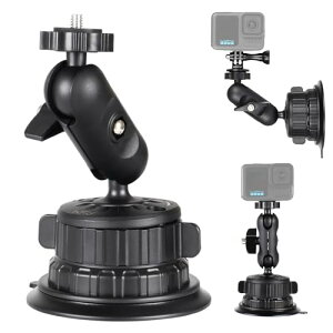 HSU Insta360 X5/ GoPro�p/DJI Osmo Pocket Action 5�ԍڃJ�����p �z�Ճ}�E���g �T�N�V�����J�b�v�}�E���g �t�����g�K���X�z���_�[ �{�[���w�b�h�}�W�b�N�A�[�� �����z���� 360��] ���a91mm�̎ԍڋz�� GoPro